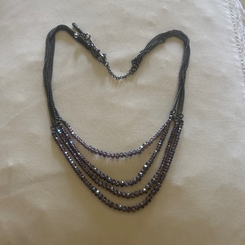 Kenneth Cole New York Black and Purple Beaded Necklace